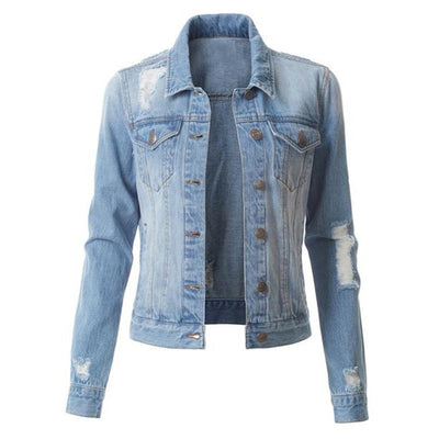 Ladies ripped denim jacket