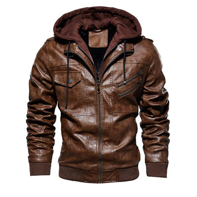 PU washed leather coat