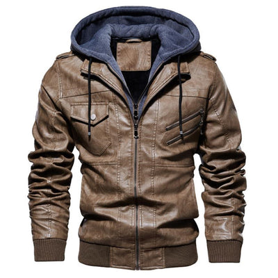 PU washed leather coat