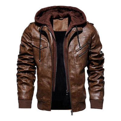 PU washed leather coat