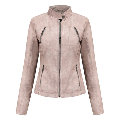 Short ladies leather jacket