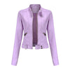 Ladies Leather Jacket With Stand-up Collar