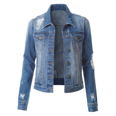 Ladies ripped denim jacket