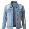 Ladies ripped denim jacket