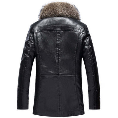 Men's Fur Coat Leather Coat Medium Length