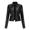 Ladies Leather Jacket With Stand-up Collar