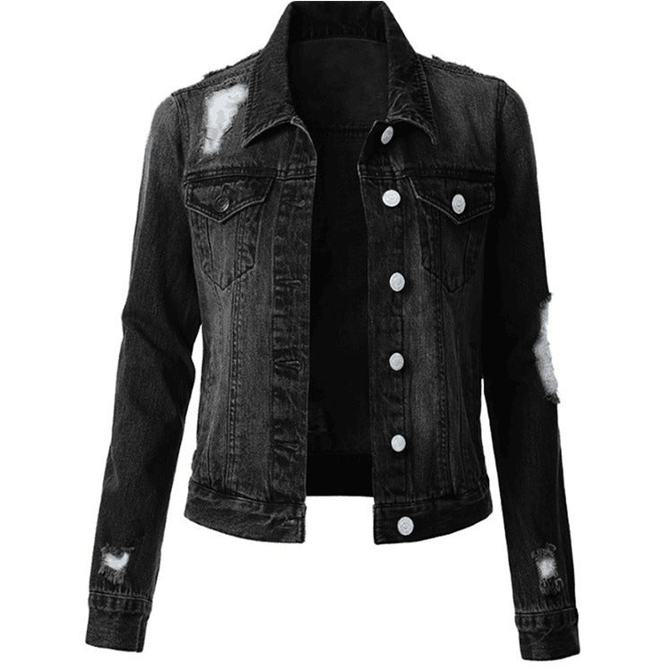 Ladies ripped denim jacket
