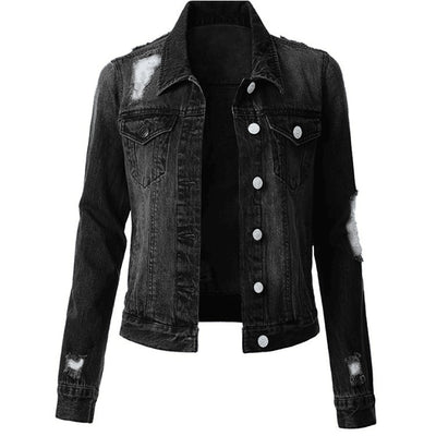 Ladies ripped denim jacket