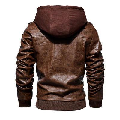 PU washed leather coat