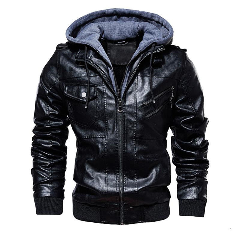 PU washed leather coat