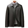 Fashion Polo Collar Thin Multi-color Optional Single-breasted Middle-aged Haining Men's Leather Jackets